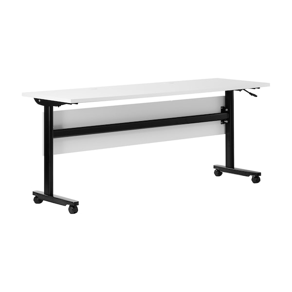 Flash Furniture Palmer 72in. x 24in. HD Nesting Table w/T-Legs, Modesty Panel, 1in. Thick White Tabletop, Blk Frame MT-M7224-T-LEG-WHTBLK-GG - main
